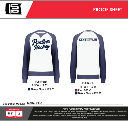 Ladies All-American Fleece Crew - Panther Hockey Script mockup