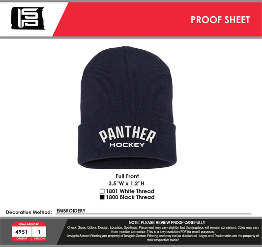 Cuffed Beanie Navy - Panther Hockey mockup