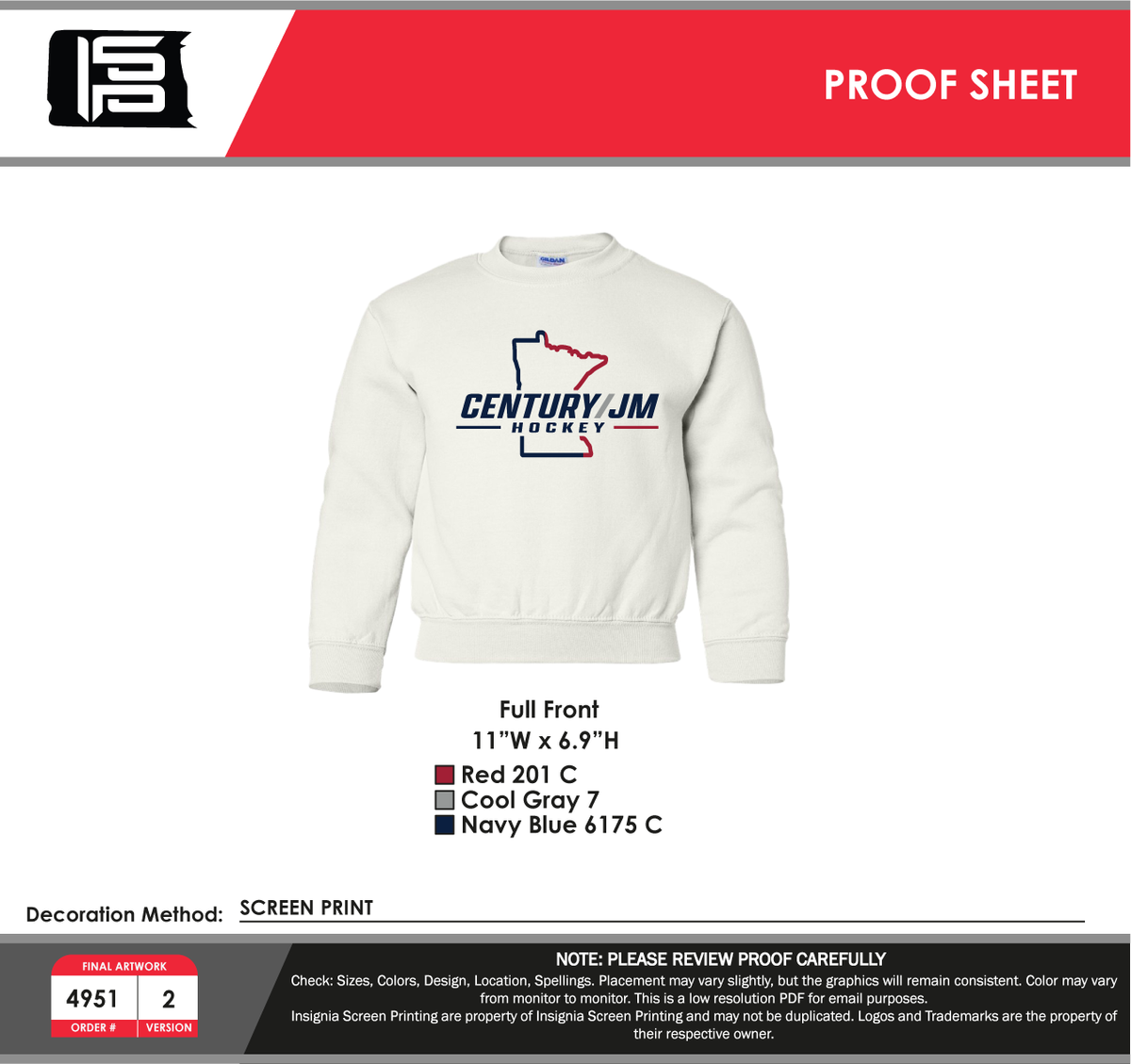Youth Crewneck - MN Century/JM Hockey mockup