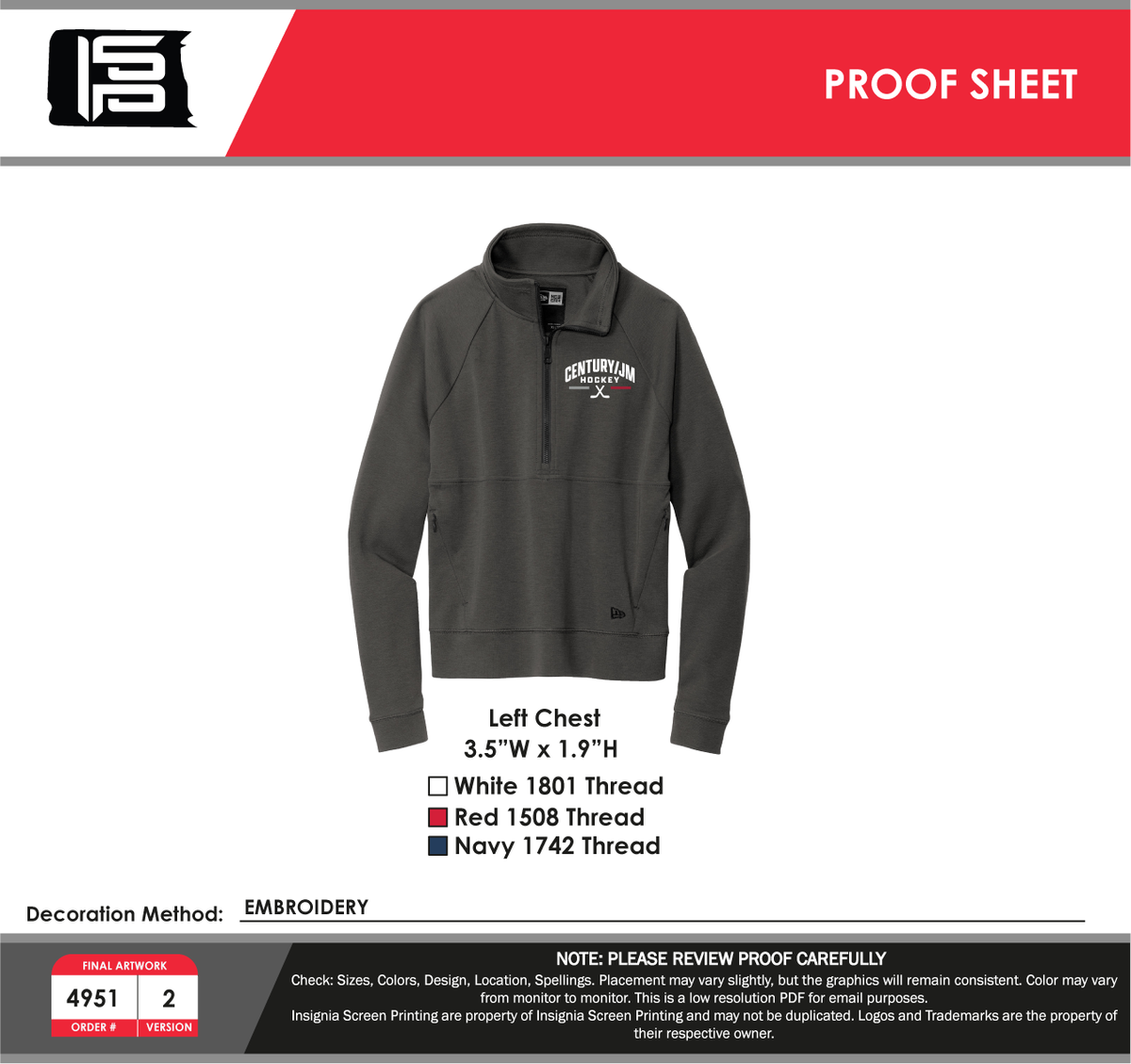 Women's STS 1/2-Zip - Century/JM Hockey mockup