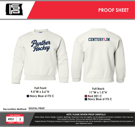 Youth Crewneck - Panther Hockey Script mockup