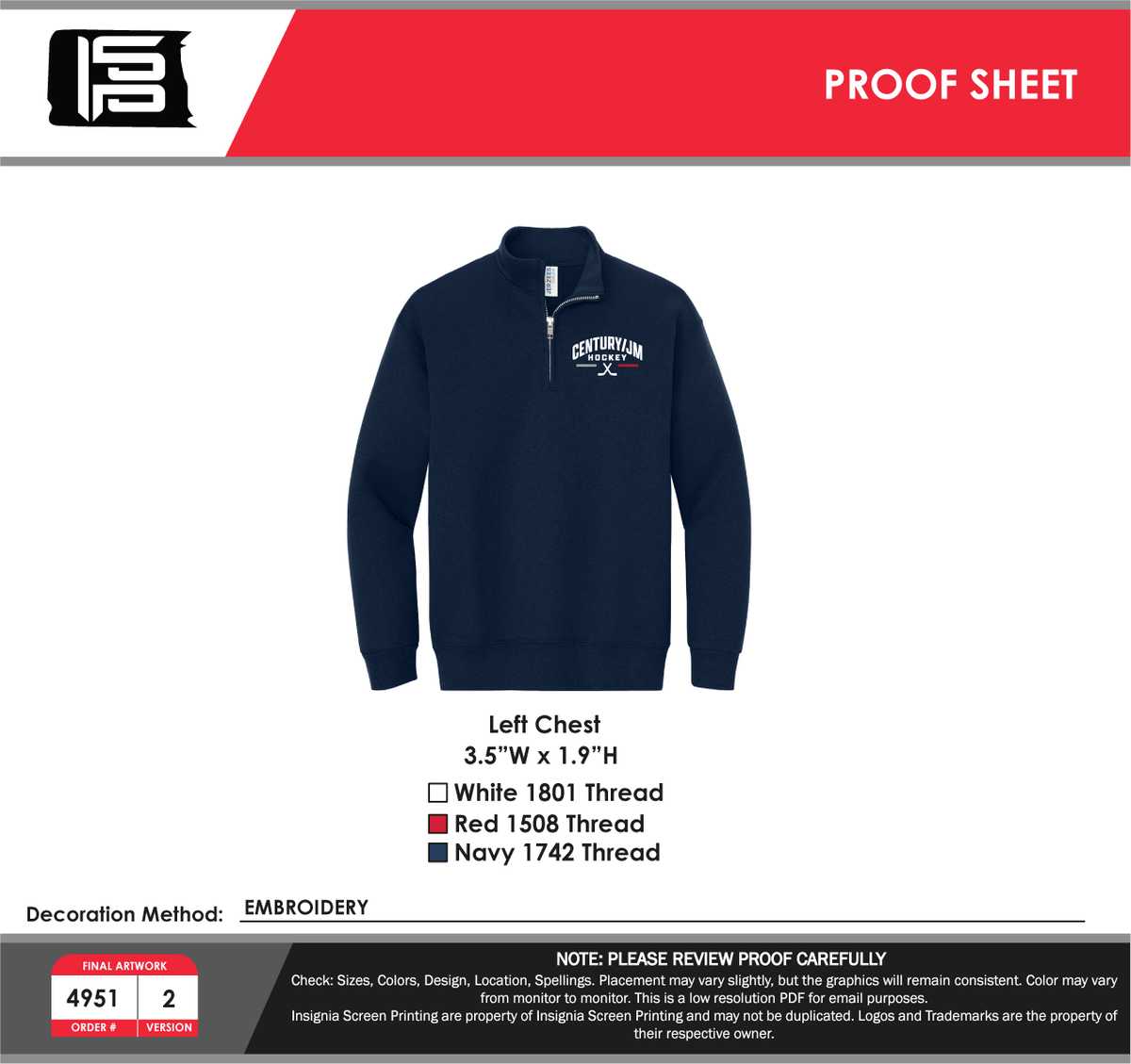 Youth 1/4-Zip - Century/JM Hockey mockup